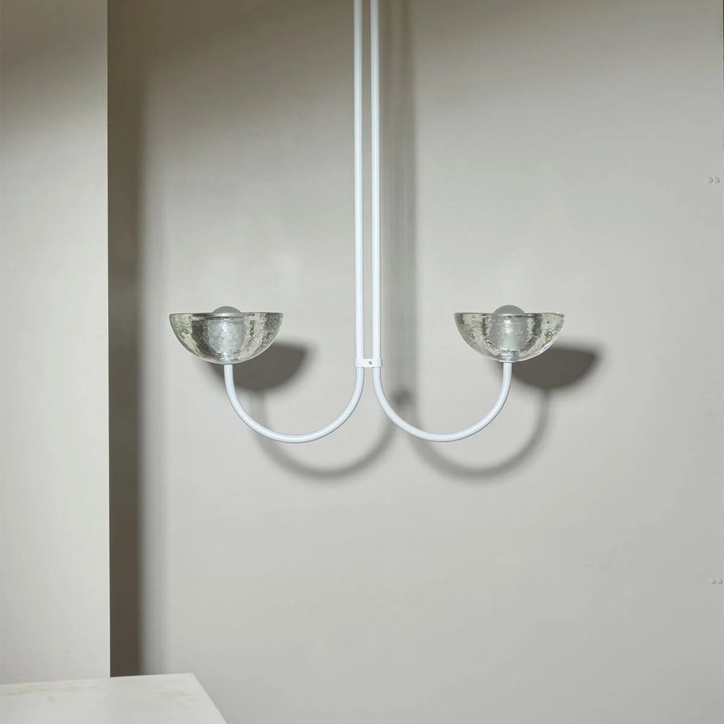 Aurelia Double Pendant Large Cast Glass, White Satin